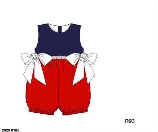 RTS: Patriotic Colorblock- Girls Knit Romper (No Monogram)