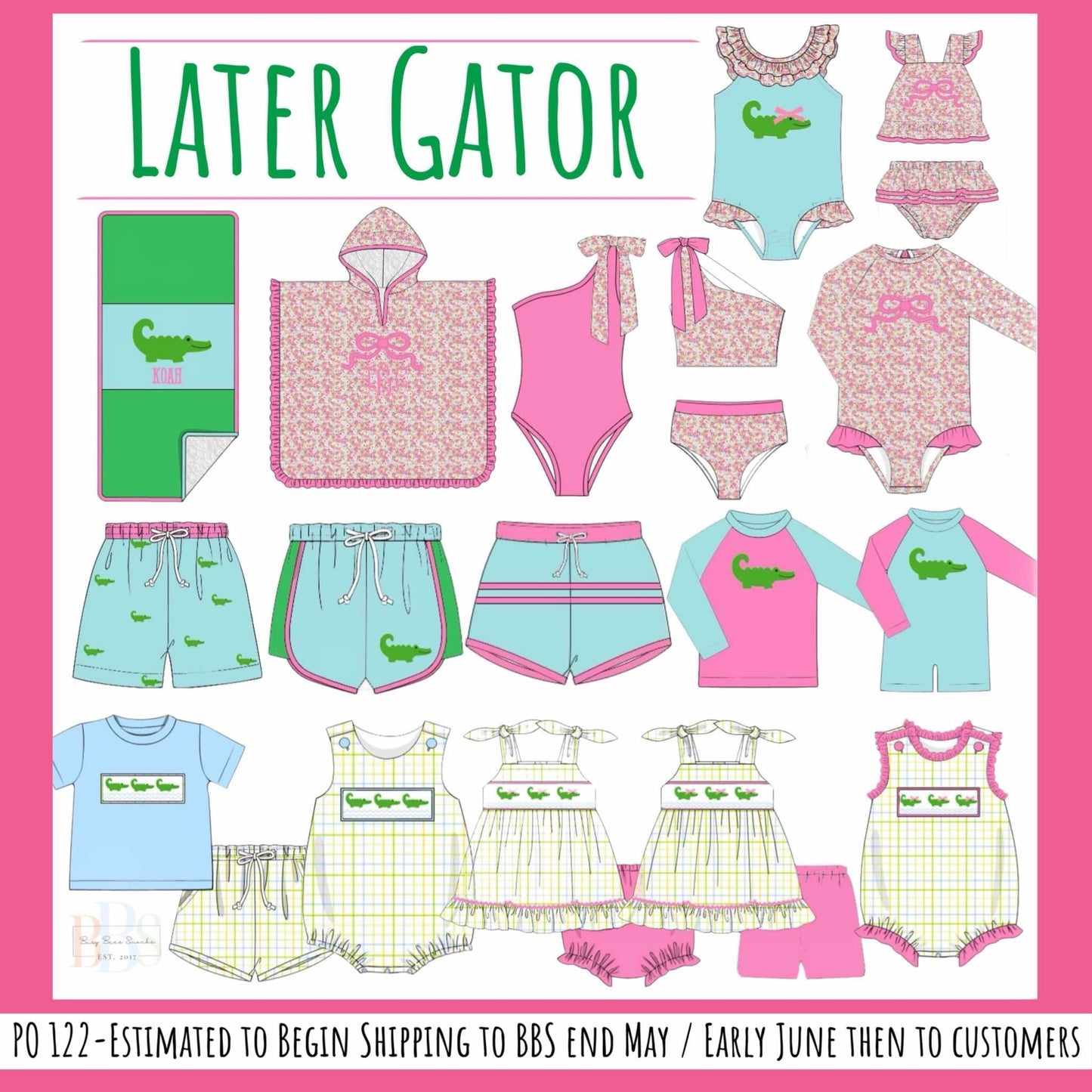 Pre Order 122: Later Gator- Girls 2pc Rash Guard Bow Swim