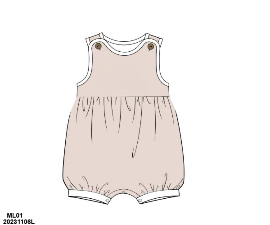 RTS: Neutral Muslin- Boys Bubble Romper (No Monogram)