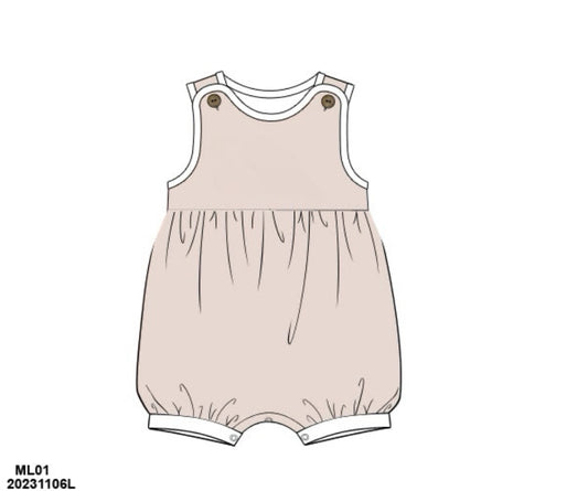 RTS: Neutral Muslin- Boys Bubble Romper (No Monogram)