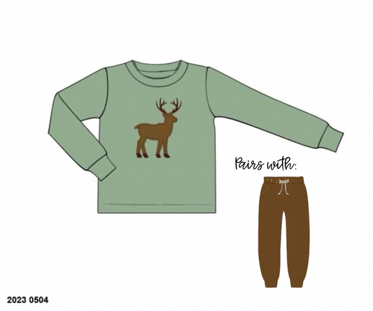 RTS: Boys Mix & Match- Deer Appliqué Knit Shirt