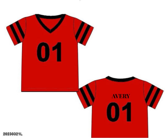 RTS: Team Spirit- Boys Red & Black Jersey “AVERY”