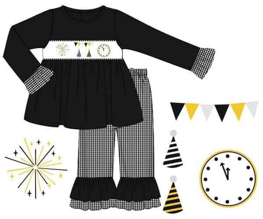 RTS: New Years!- Girls Midnight Woven Pant Set