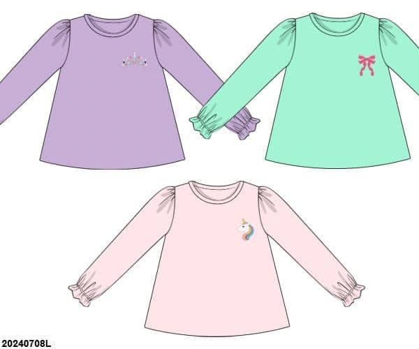 RTS: Girls Only- Embroidered Shirt (3) Pack