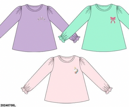 RTS: Girls Only- Embroidered Shirt (3) Pack