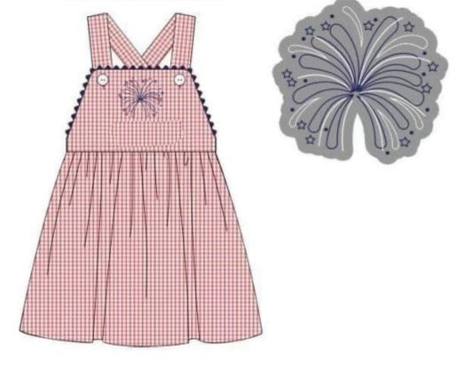 RTS: Flags & Fireworks- Girls Woven Dress (No Monogram)