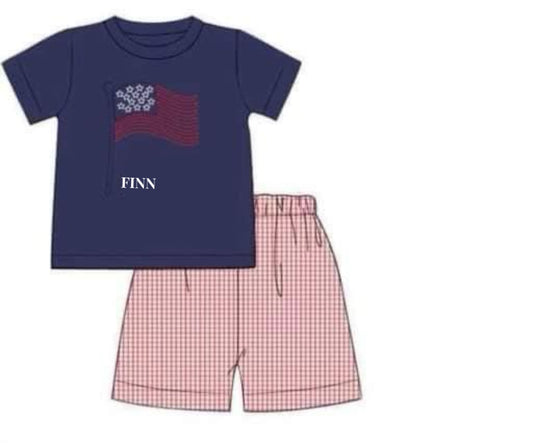 RTS: RTS: DEFECT-Flags & Fireworks- Boys Woven Short Set “FINN”