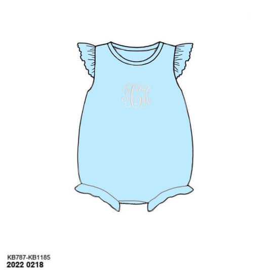 RTS: Baby Blue- Girls Knit Bubble- Monogram-18m “PCK”