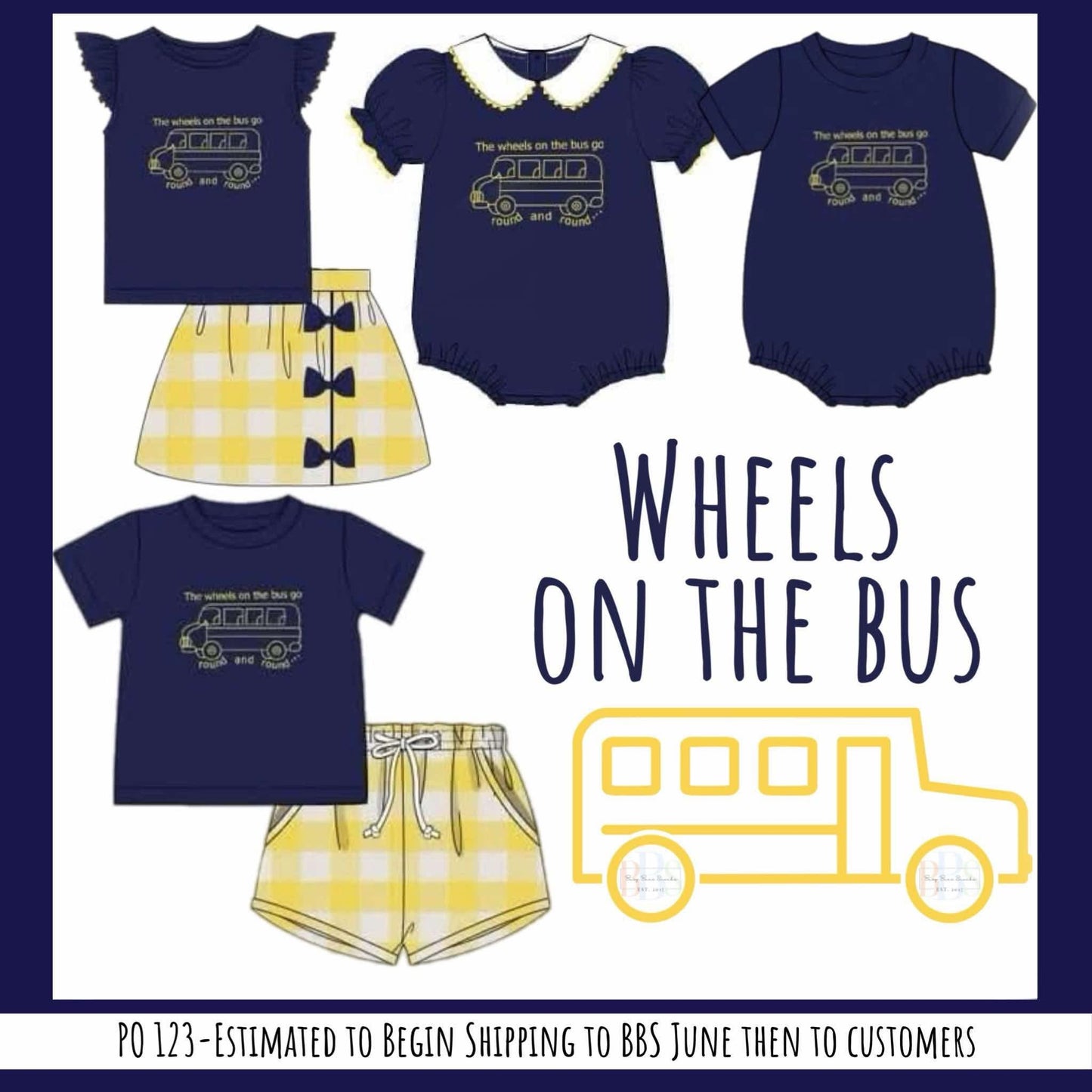 Pre Order 123: Wheels on the Bus- Girls Woven Skort Set