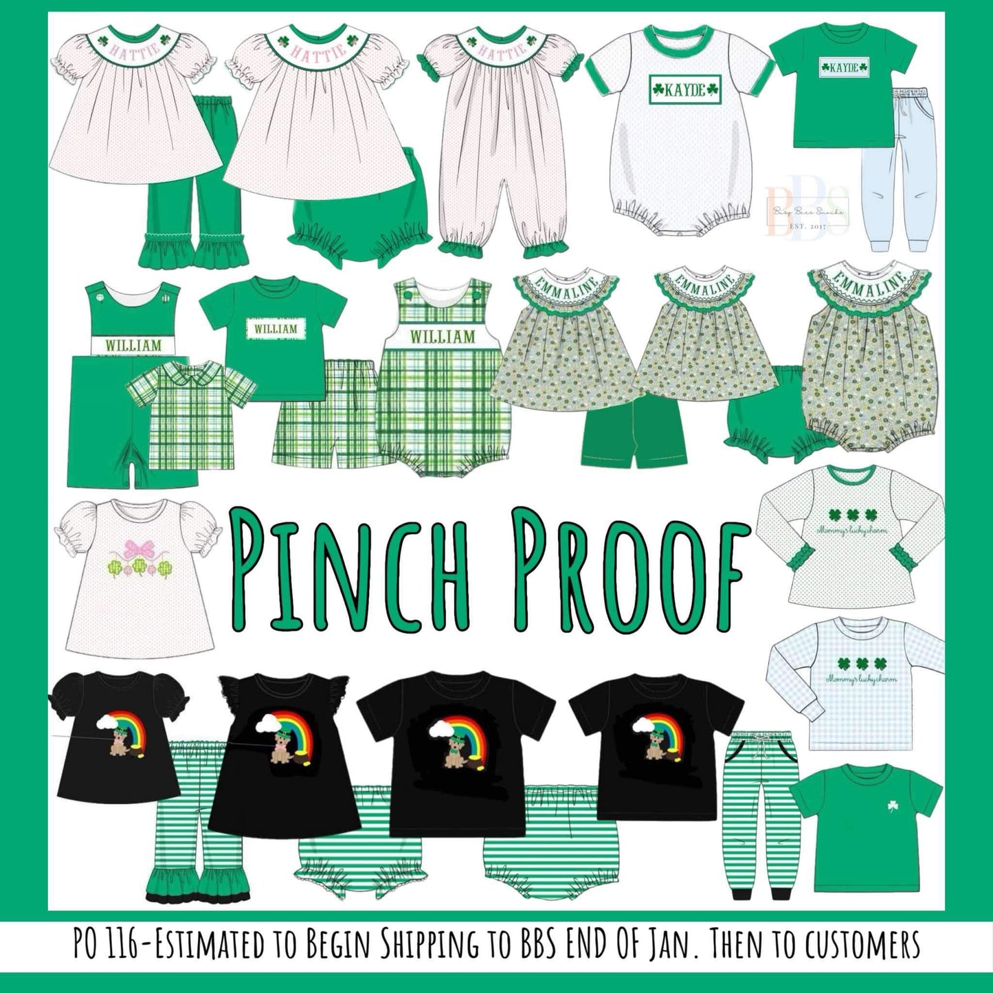 Pre Order 116: Shamrock Name Smocks- Girls Knit Pant Set