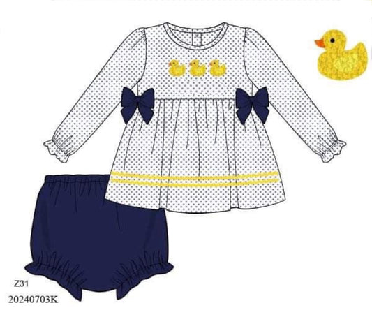 RTS: Deacon's Duckies- Girls Knit Diaper Set