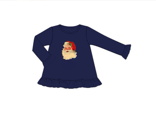 RTS: 25 Days of Christmas- Girls Vintage Santa Knit Shirt