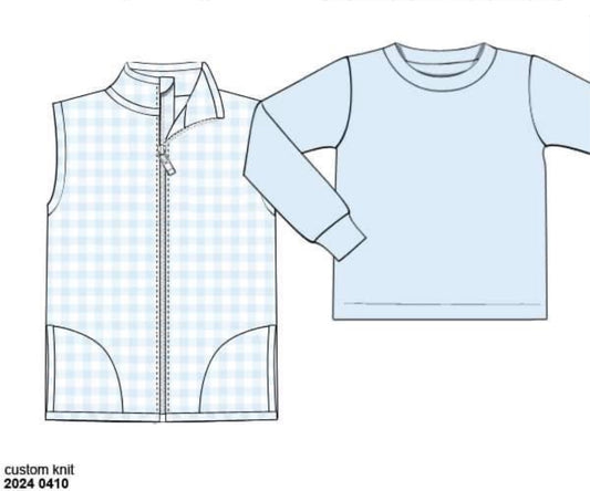 RTS: Delia Floral & Asher Blue- Boys Knit 2pc Vest Set