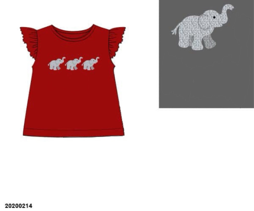 RTS: 18 & Counting- Girls French Knot Elephants Knit Shirt (No Monogram)