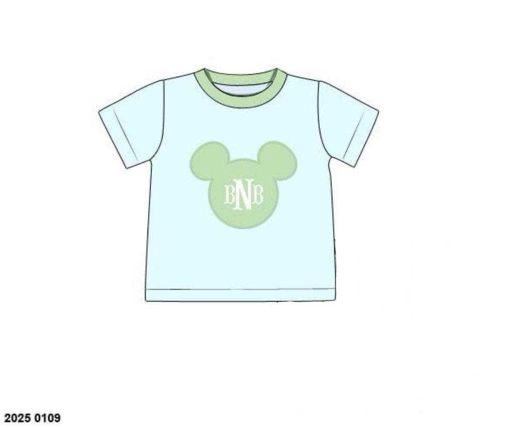 Pre Order 122: Denny Mouse- Boys Knit Appliqué Shirt