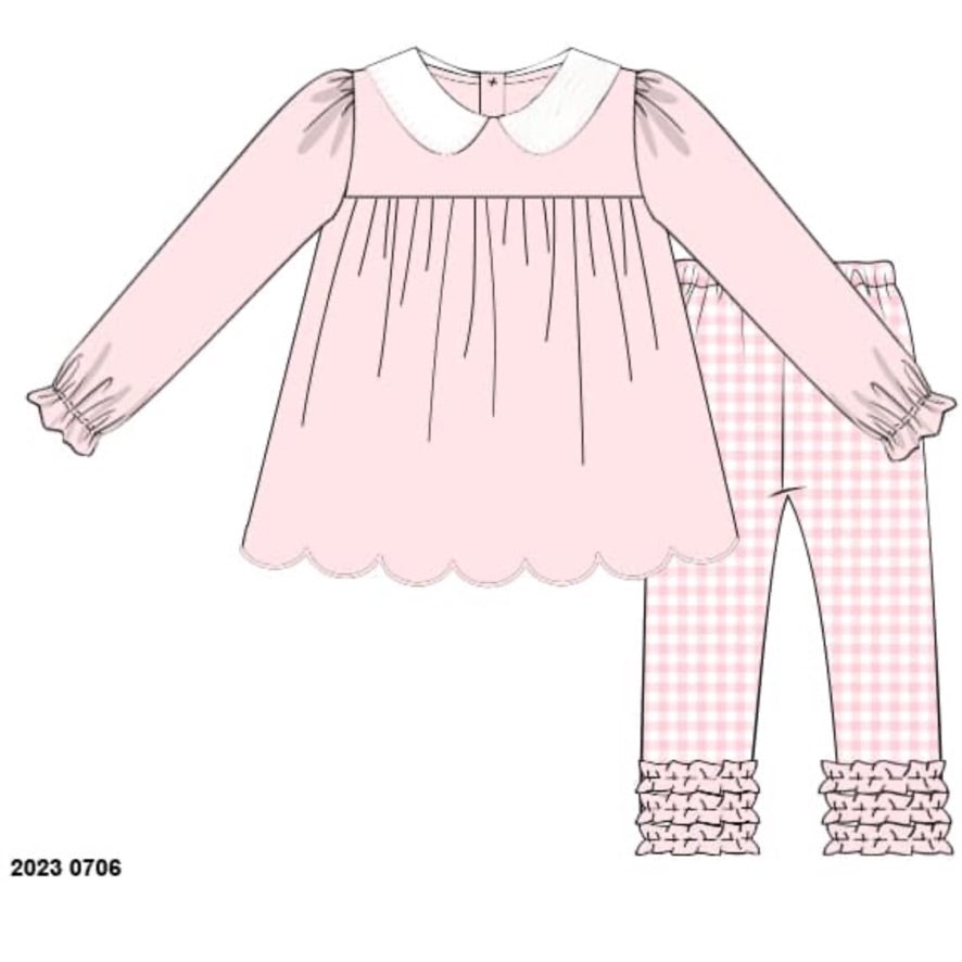 RTS: Gingham Basics- Girls Knit Legging Set (No Monogram)