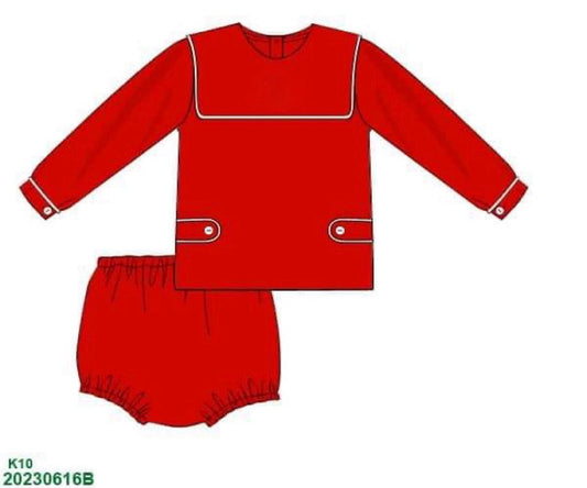 RTS: Christmas Red Knit- Boys Knit Diaper Set (No Monogram)