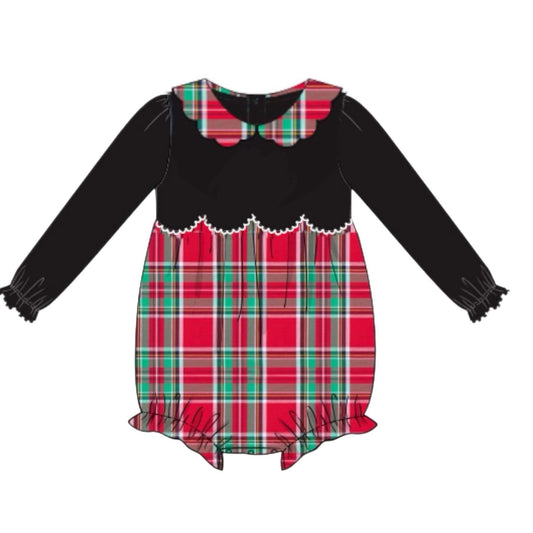 RTS: Holiday Party Plaid- Girls Woven Bubble