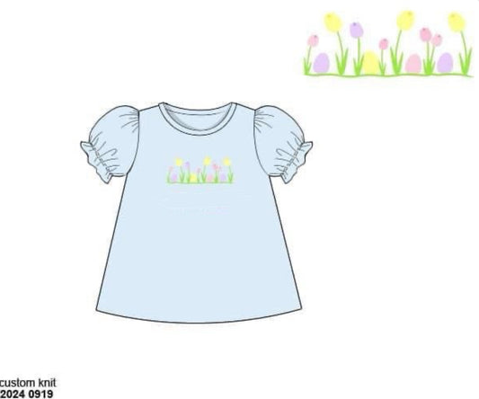 RTS: Easter Shirt Only- Girls Embroidered Flowers