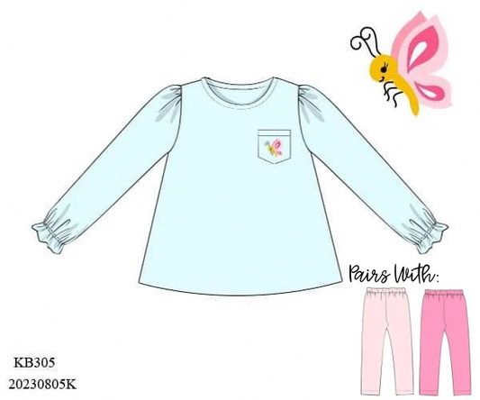 RTS: Girls Mix & Match- Butterfly Knit Pocket Shirt