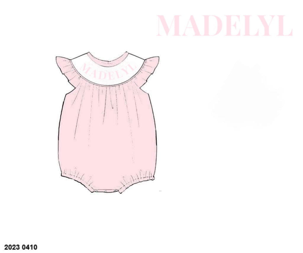 RTS: DEFECT- Pink-Girls Knit Bubble Name Smock “MADELYL”