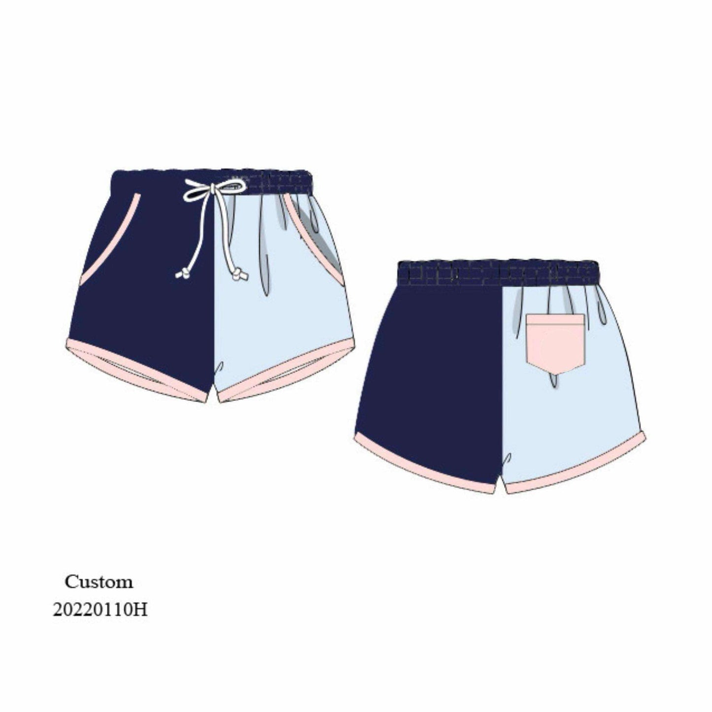 Pre Order 122: Navy Swim- Dad/Mini Woven Shortie Swim Shorts