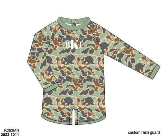 RTS: Camo Swim- Boys 1pc Rash Guard “BKJ”