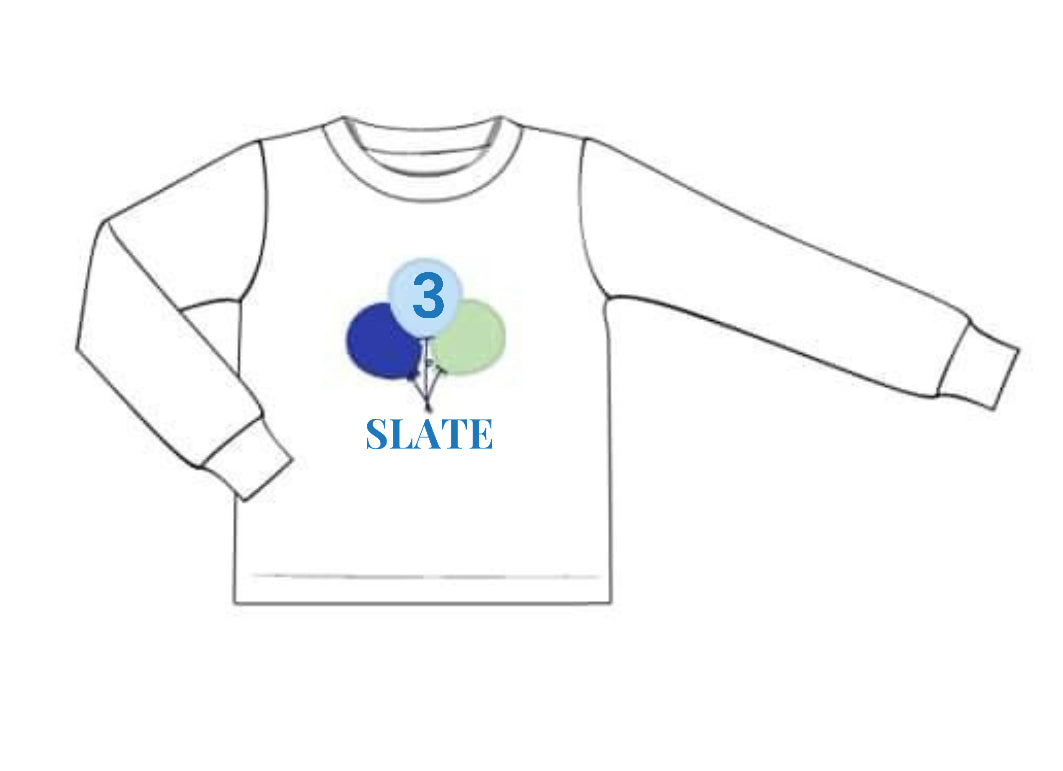 RTS: Winter Birthday- Boys Knit Applique Shirt "Slate, 3"