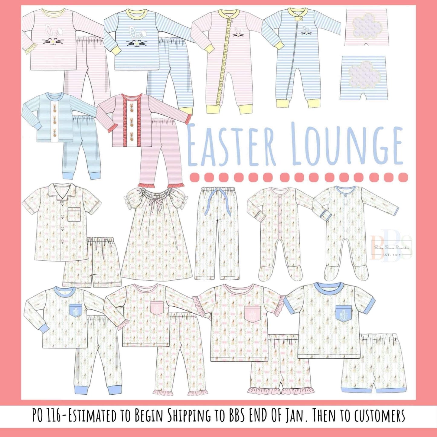 Pre Order 116: Easter Lounge- Bunny Grove Girls 2pc Knit Short Set