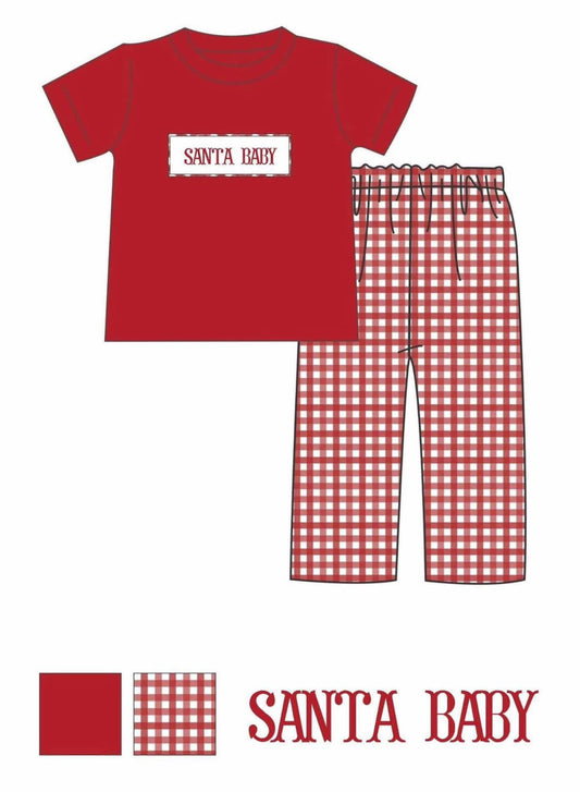 RTS: Boys Garnet “Santa Baby” Pant Set