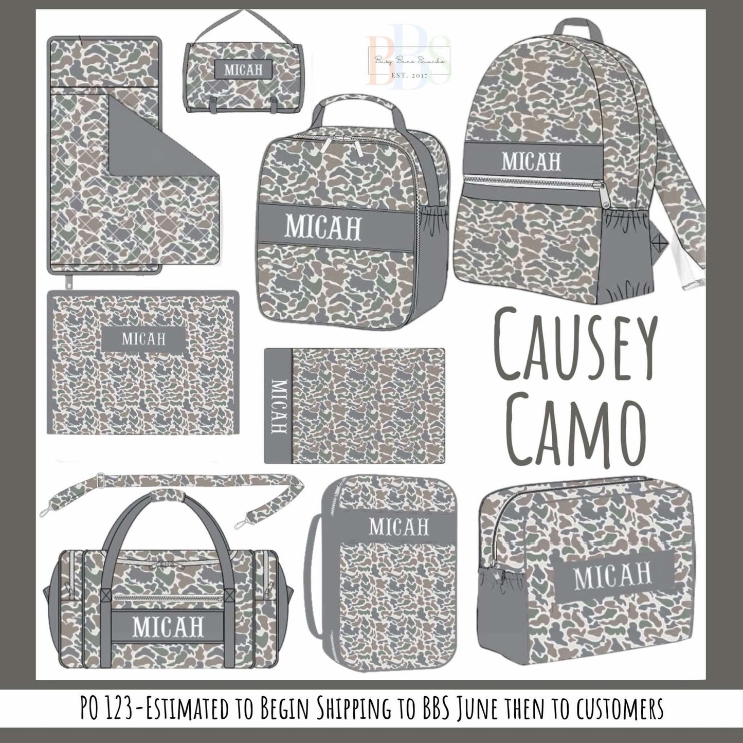 Pre Order 123: Causey Camo Luggage- Lunchbox