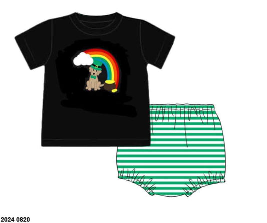 Pre Order 116: Lucky Dog- Boys Knit Diaper Set