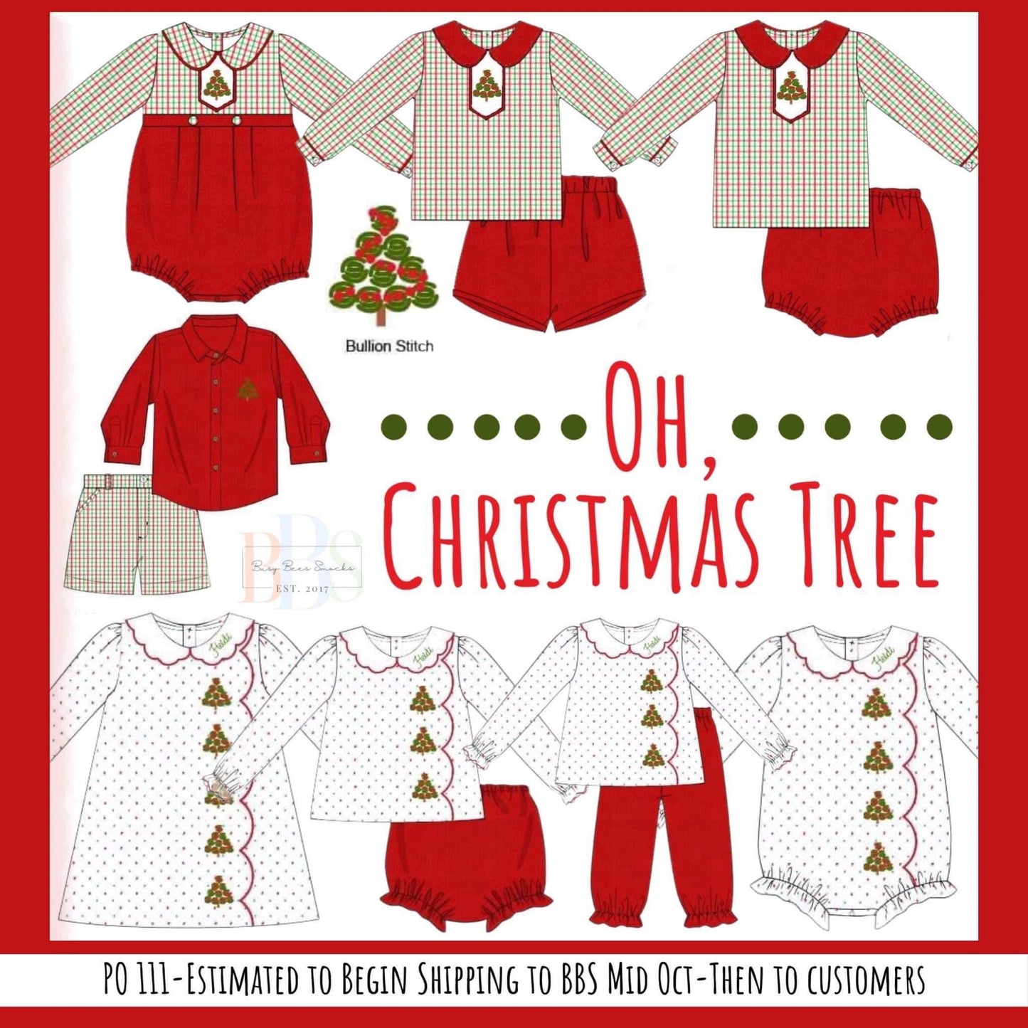 RTS: Oh, Christmas Tree- Boys Woven Traditional Short Set