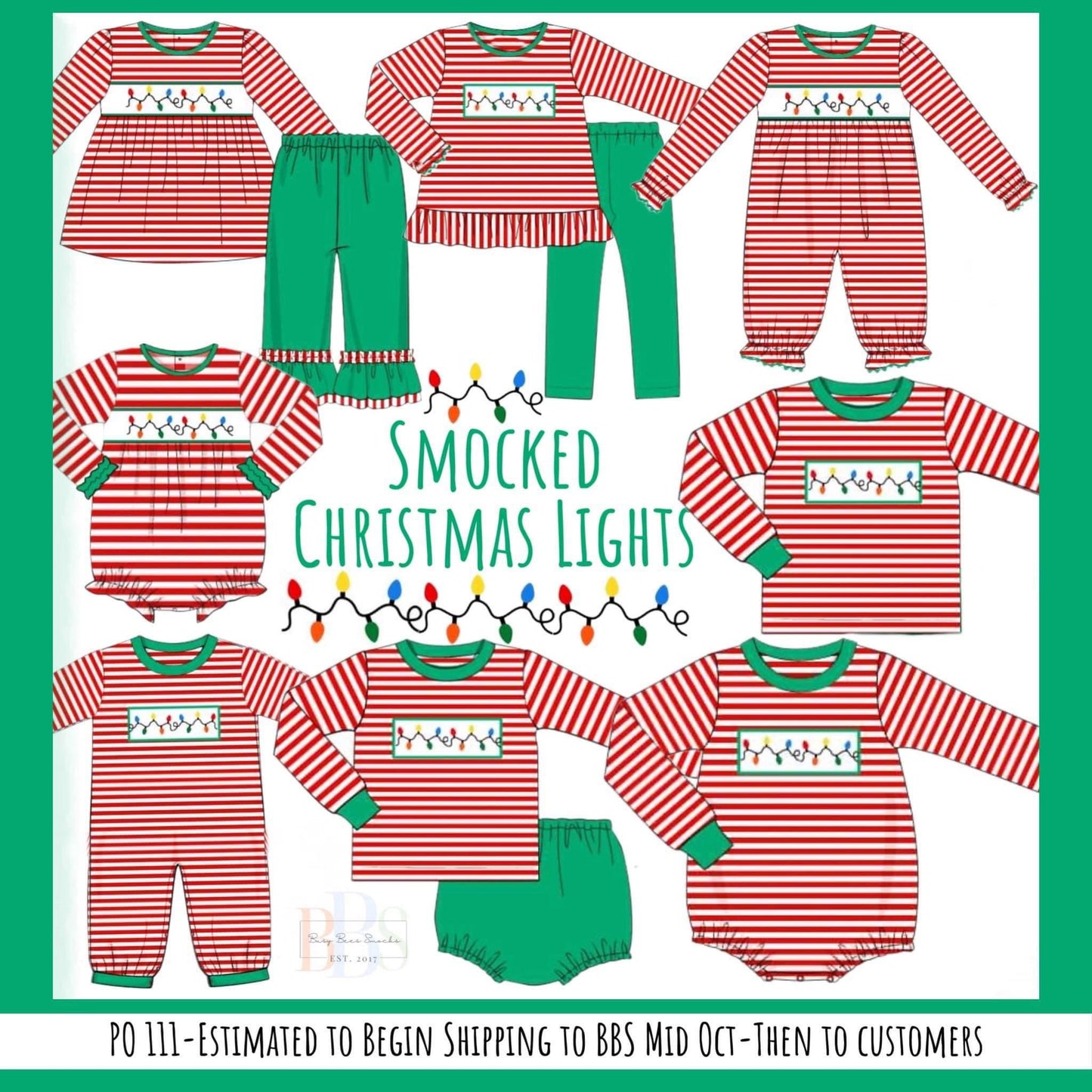 RTS: Smocked Christmas Lights- Girls Knit Romper