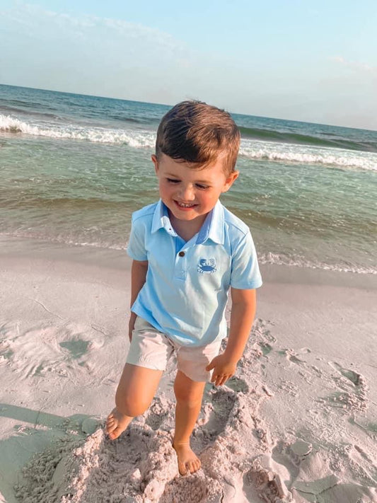 RTS: Blue Crabs- Boys Knit Polo