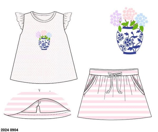 Pre Order 122: Jemma's Jars- Girls Knit Skort Set