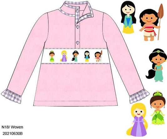 RTS: Girls Only- Fleece Smocked Princess Pullover