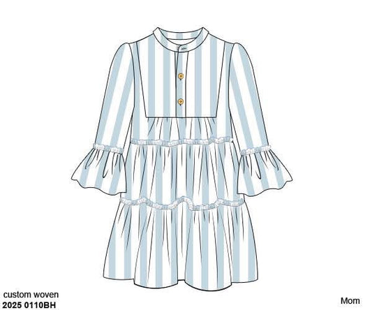 Pre Order 122: Wellington- Mom/Mini Stripe Woven Short Dress