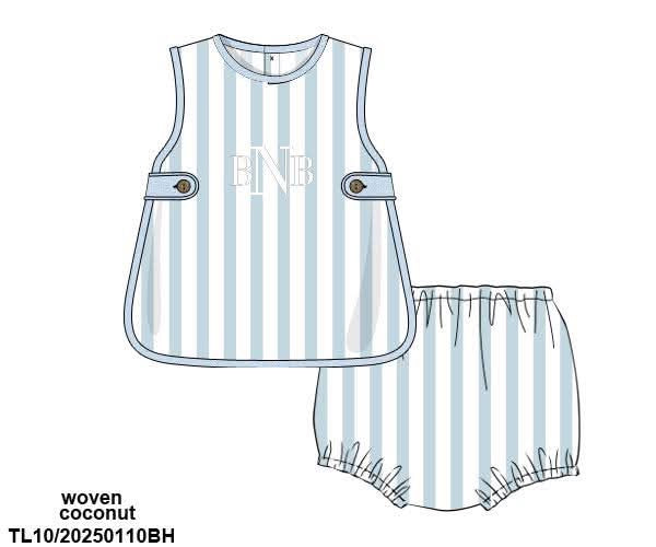 Pre Order 122: Wellington- Boys Woven Apron Diaper Set