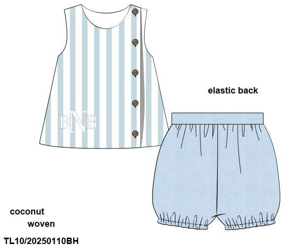 Pre Order 122: Wellington- Boys Woven Bubble Short Set