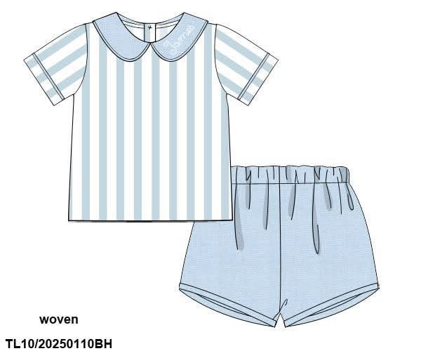 Pre Order 122: Wellington- Boys Woven Shortie Short Set