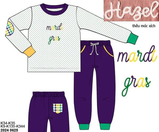 RTS: Mardi Party- Boys Chain Stitch Knit Jogger Set