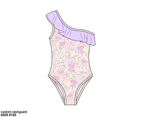 Pre Order 122: Brynn Floral Swim- Mom 1pc Rash Guard Swim