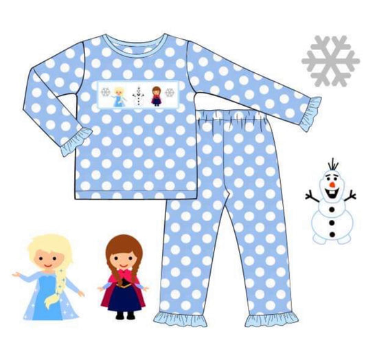 RTS: Ice Queen- Girls Smocked 2pc Lounge Set