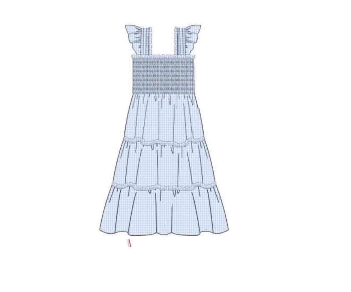 RTS: Mom & Mini Basics- Mom/Mini Blue Micro Gingham Woven Dress