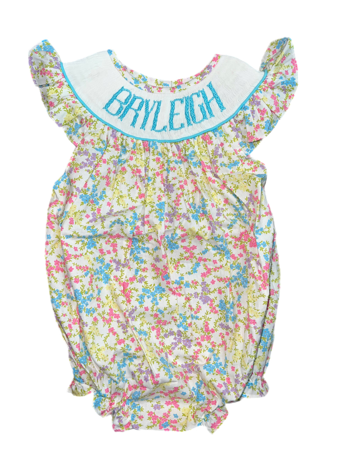 RTS Name Smock Collection Floral & Gingham Girls Woven Bubble "Bryl