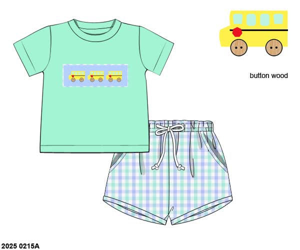 Pre Order 123: Cheese Wagons- Boys Smocked Short Set