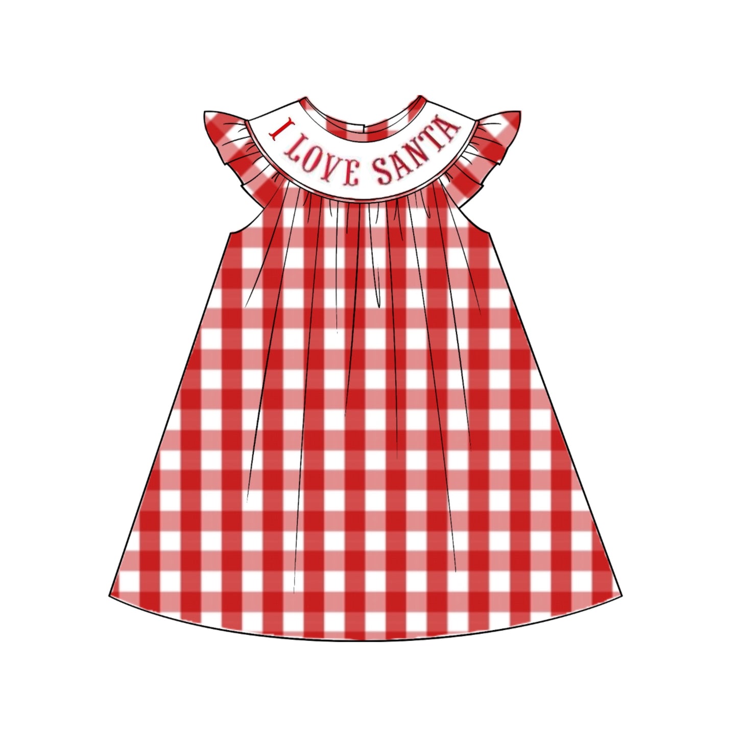 RTS: Girls "I Love Santa"Woven  Dress