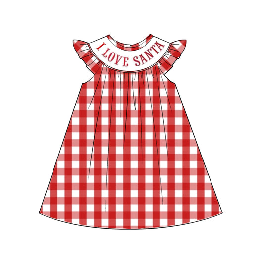 RTS: Girls "I Love Santa"Woven  Dress