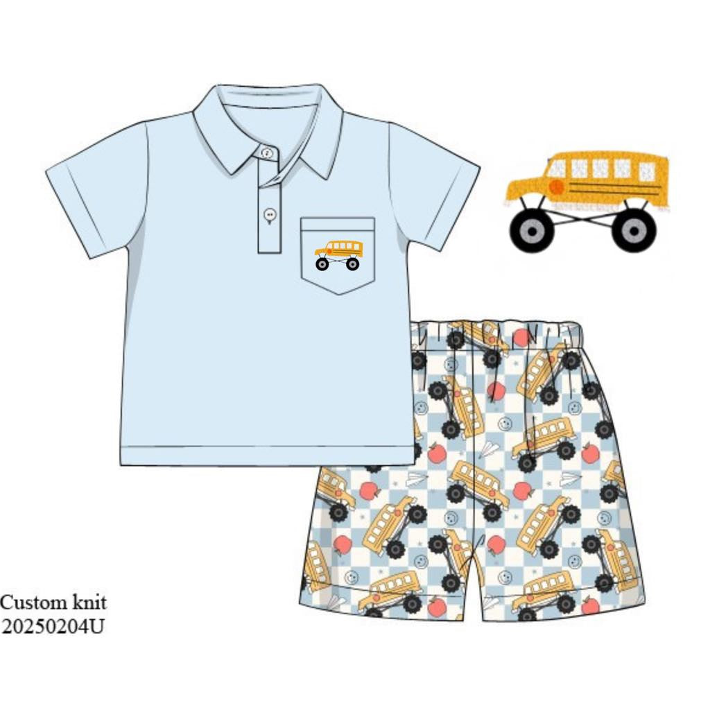 Pre Order 123: Cheese Wagons- Boys Knit Polo Set